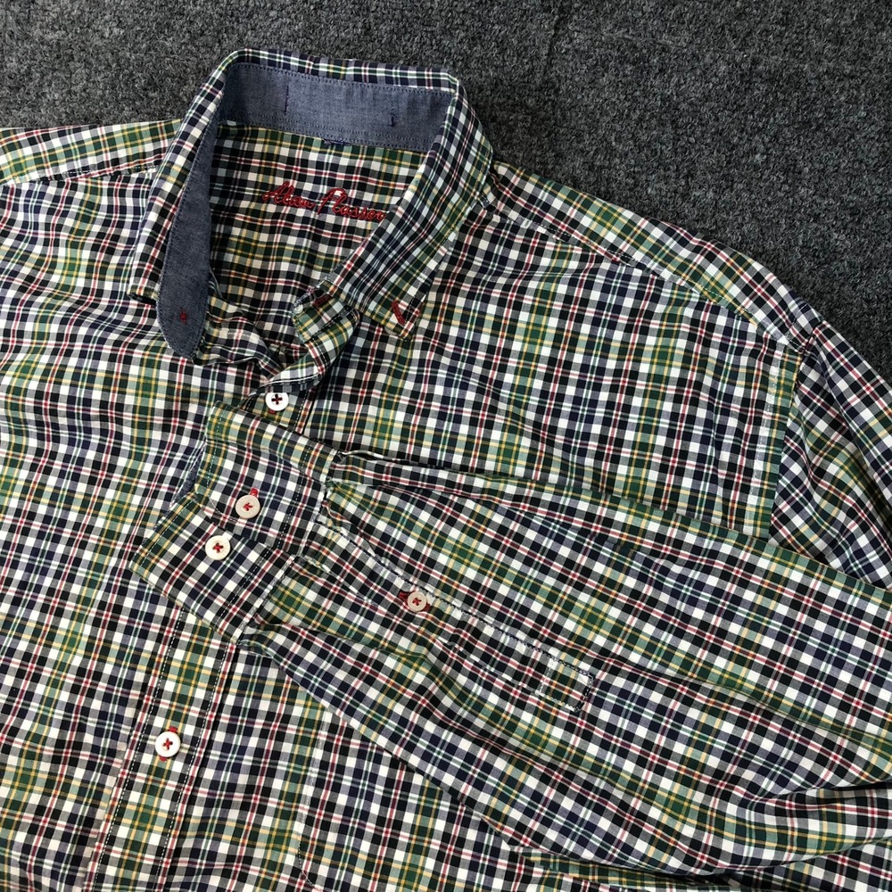 Alan‎ Flusser Plaid Button Down Long Sleeve Shirt Menswear Pattern Casual